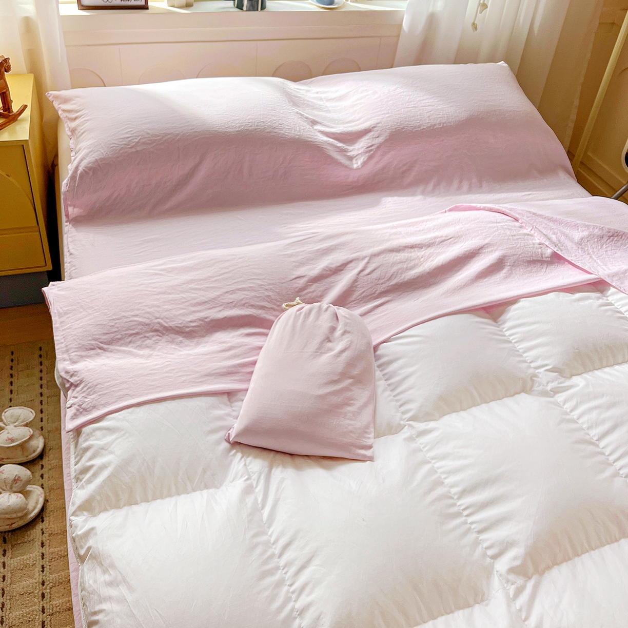 91家纺网 家纺一手货源 找家纺 （总）维娜斯家纺 2026新款纯色水洗棉旅行酒店隔脏睡袋