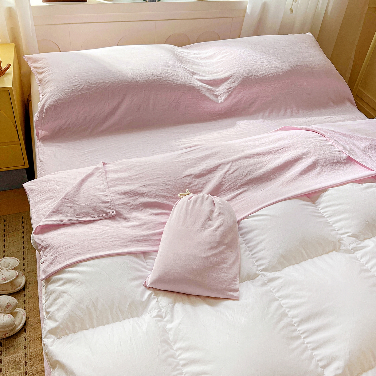 91家纺网 家纺一手货源 找家纺 （总）维娜斯家纺 2026新款纯色水洗棉旅行酒店隔脏睡袋