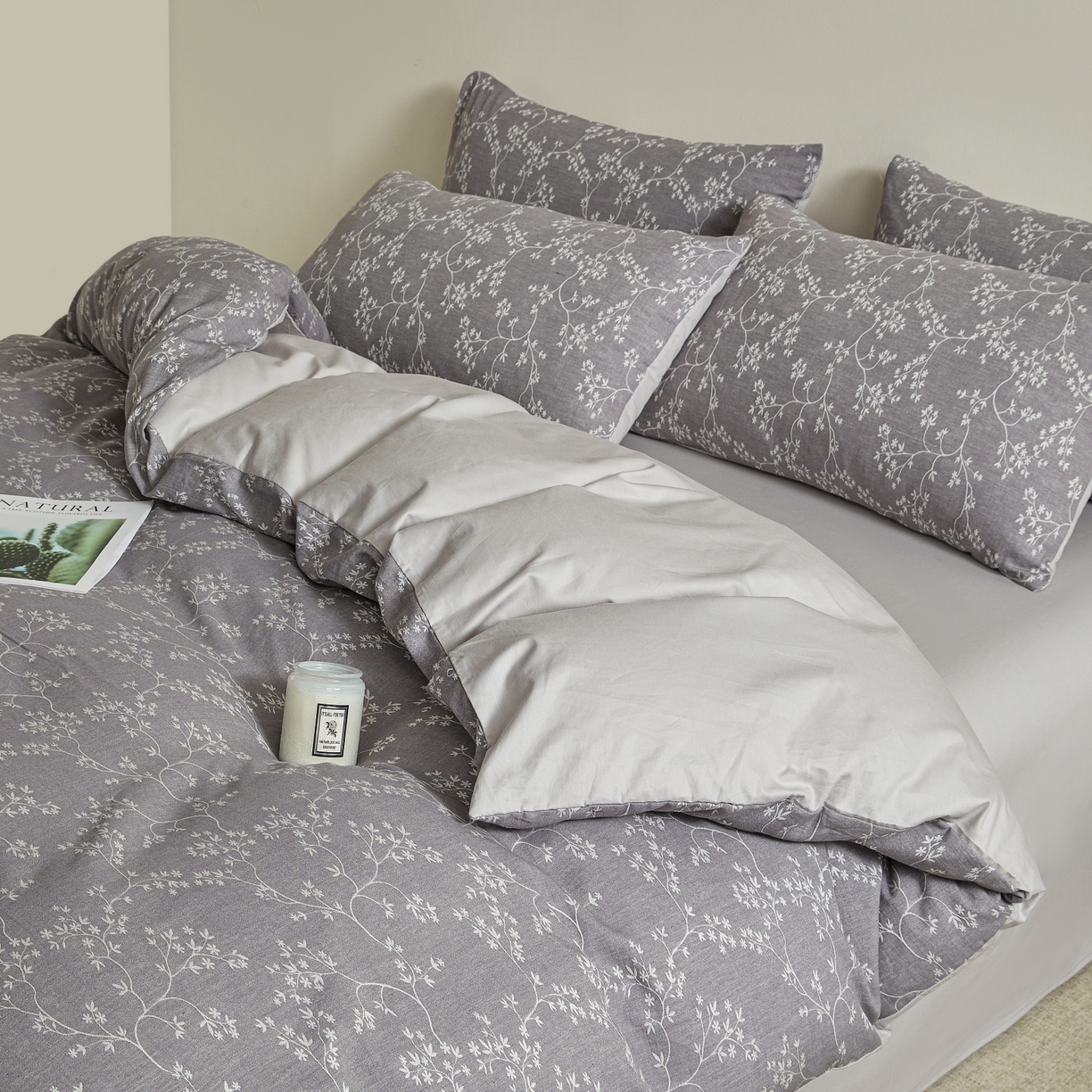 91家纺网 家纺一手货源 找家纺 乐家毛巾被（工厂自产自销） 2026新款40s全棉纯棉色织提花四件套 栀香入梦