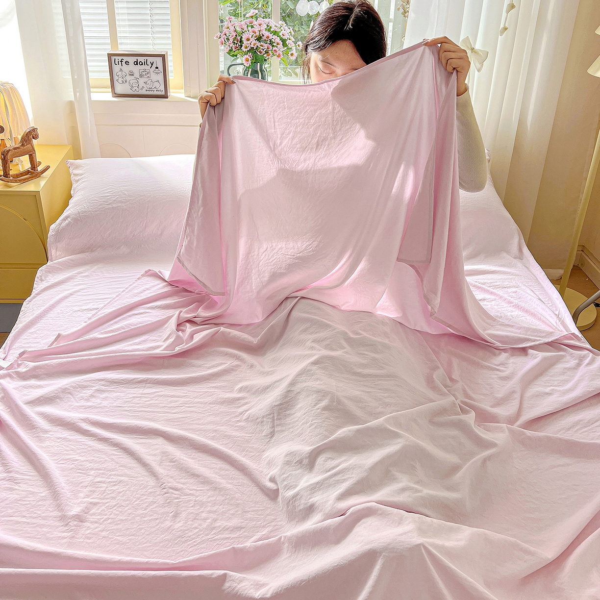 91家纺网 家纺一手货源 找家纺 维娜斯家纺 2026新款纯色水洗棉旅行酒店隔脏睡袋 雅致紫