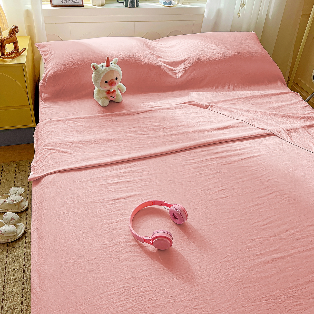 91家纺网 家纺一手货源 找家纺 维娜斯家纺 2026新款纯色水洗棉旅行酒店隔脏睡袋 珊瑚玉