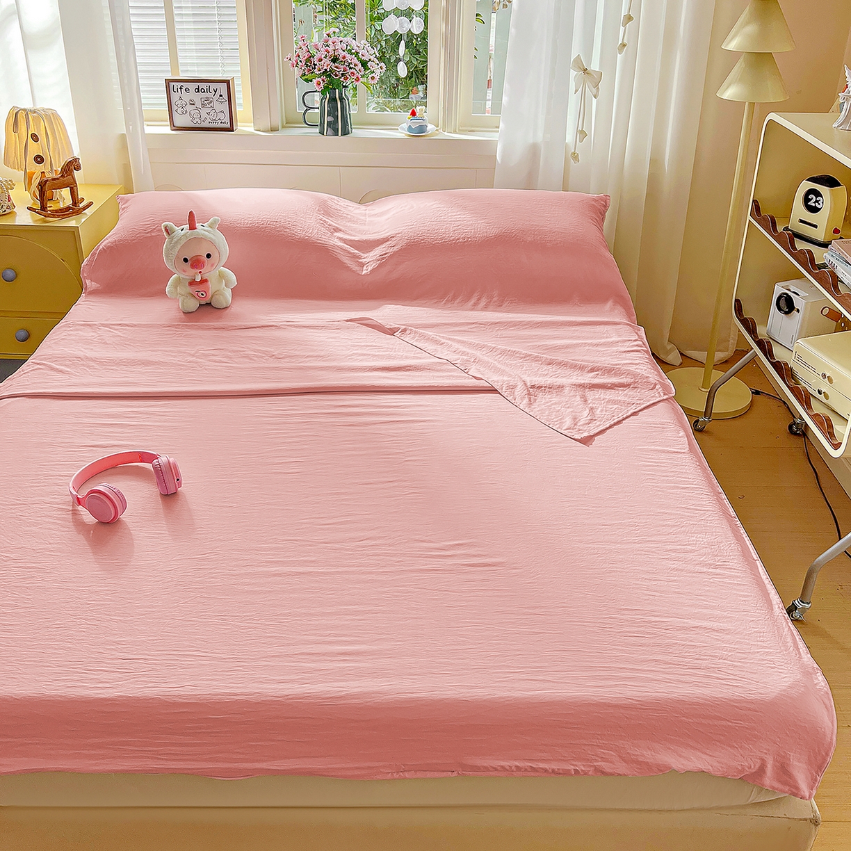 91家纺网 家纺一手货源 找家纺 维娜斯家纺 2026新款纯色水洗棉旅行酒店隔脏睡袋 珊瑚玉