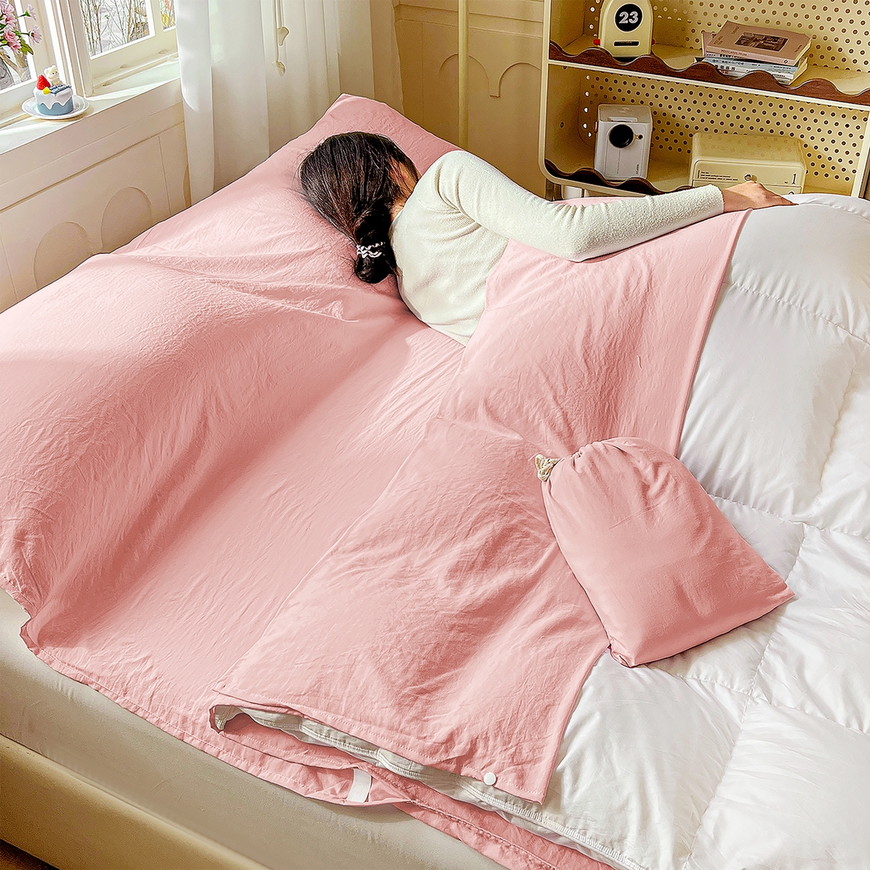 91家纺网 家纺一手货源 找家纺 维娜斯家纺 2026新款纯色水洗棉旅行酒店隔脏睡袋 珊瑚玉