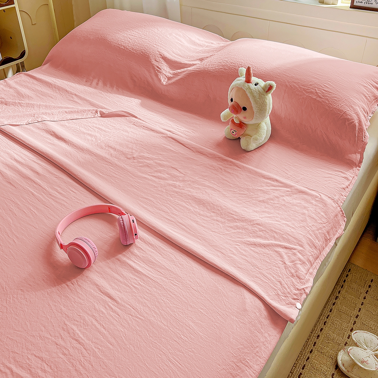 91家纺网 家纺一手货源 找家纺 维娜斯家纺 2026新款纯色水洗棉旅行酒店隔脏睡袋 珊瑚玉