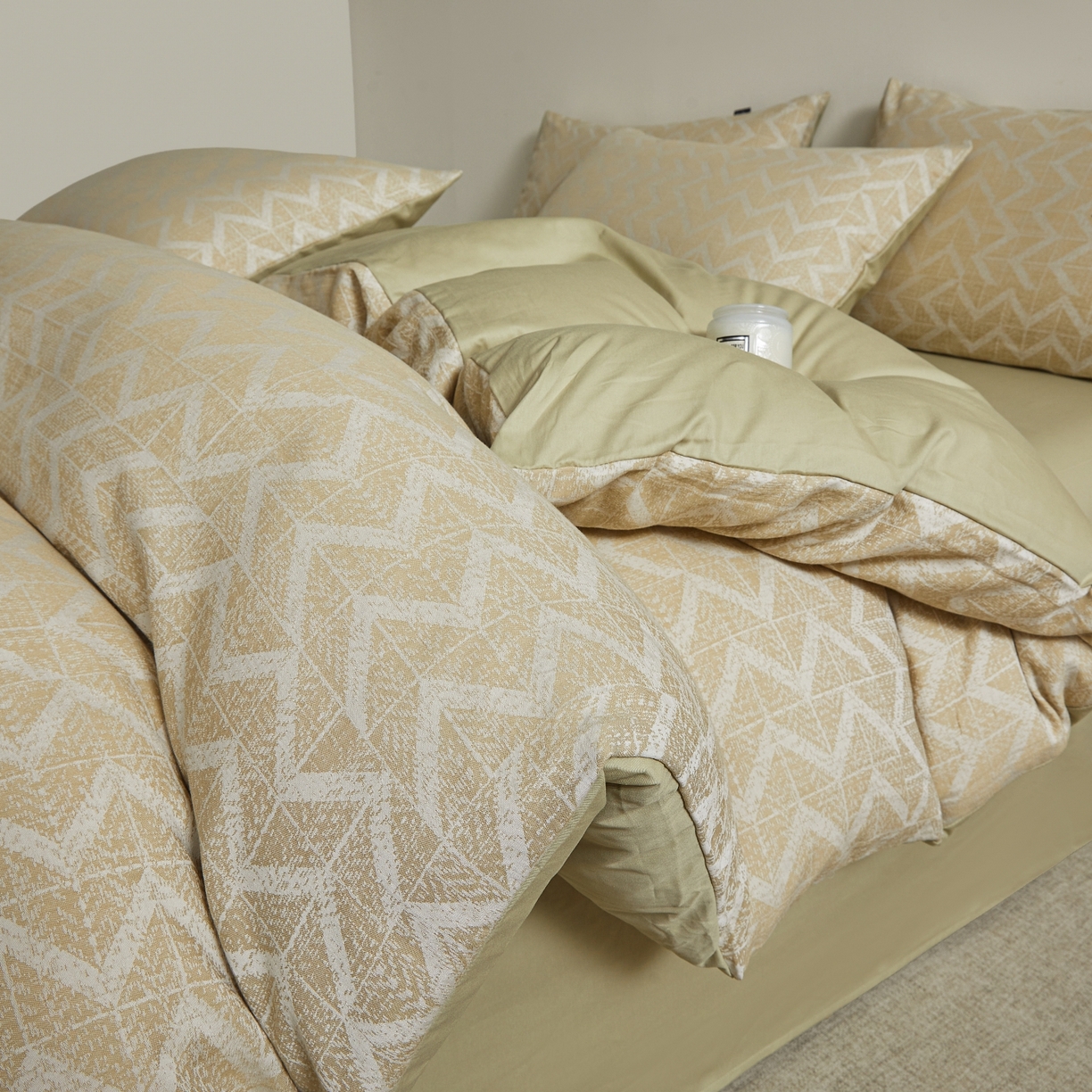 乐家毛巾被（工厂自产自销） 2026新款40s全棉纯棉色织提花四件套 秩序-黄