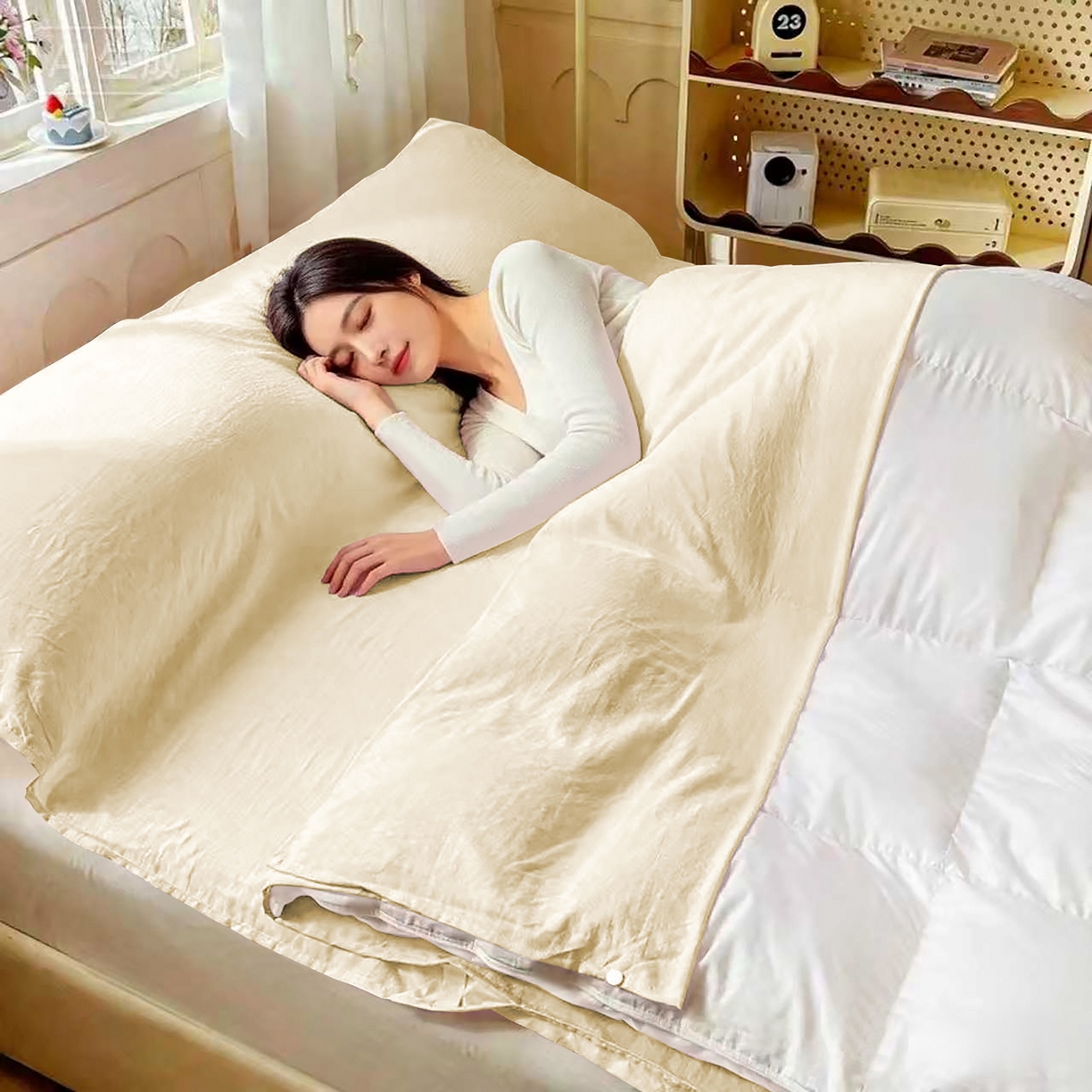 91家纺网 家纺一手货源 找家纺 维娜斯家纺 2026新款纯色水洗棉旅行酒店隔脏睡袋 浅卡其