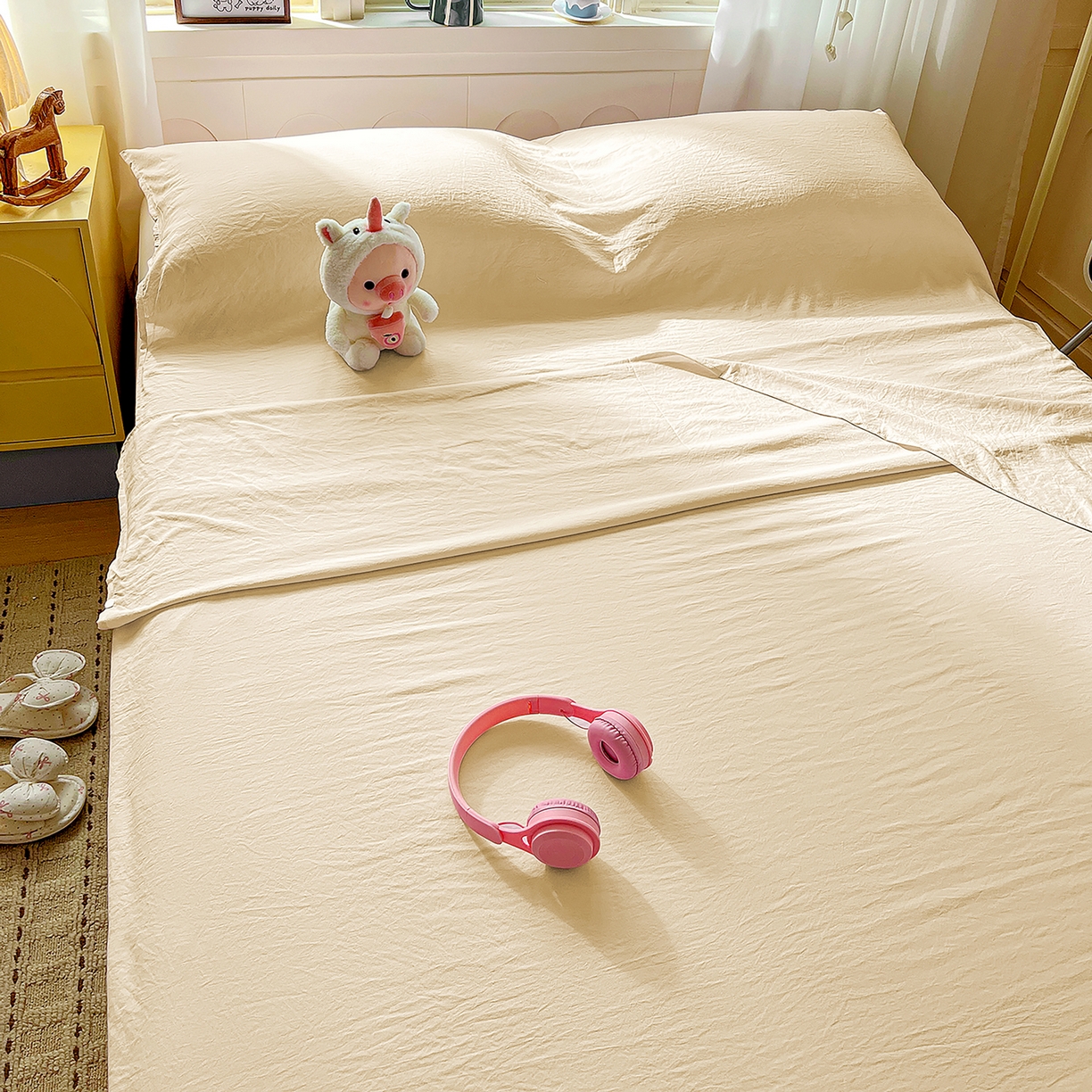 91家纺网 家纺一手货源 找家纺 维娜斯家纺 2026新款纯色水洗棉旅行酒店隔脏睡袋 浅卡其