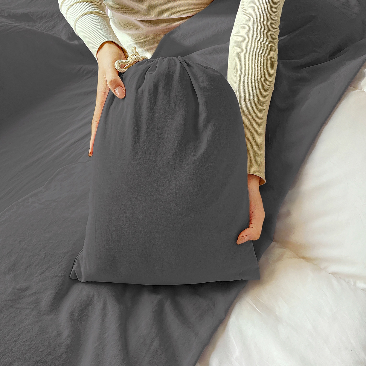 91家纺网 家纺一手货源 找家纺 维娜斯家纺 2026新款纯色水洗棉旅行酒店隔脏睡袋 高级灰