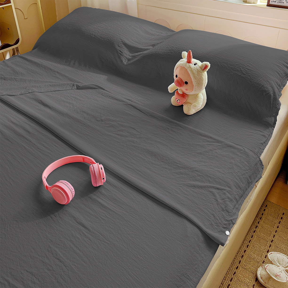 91家纺网 家纺一手货源 找家纺 维娜斯家纺 2026新款纯色水洗棉旅行酒店隔脏睡袋 高级灰