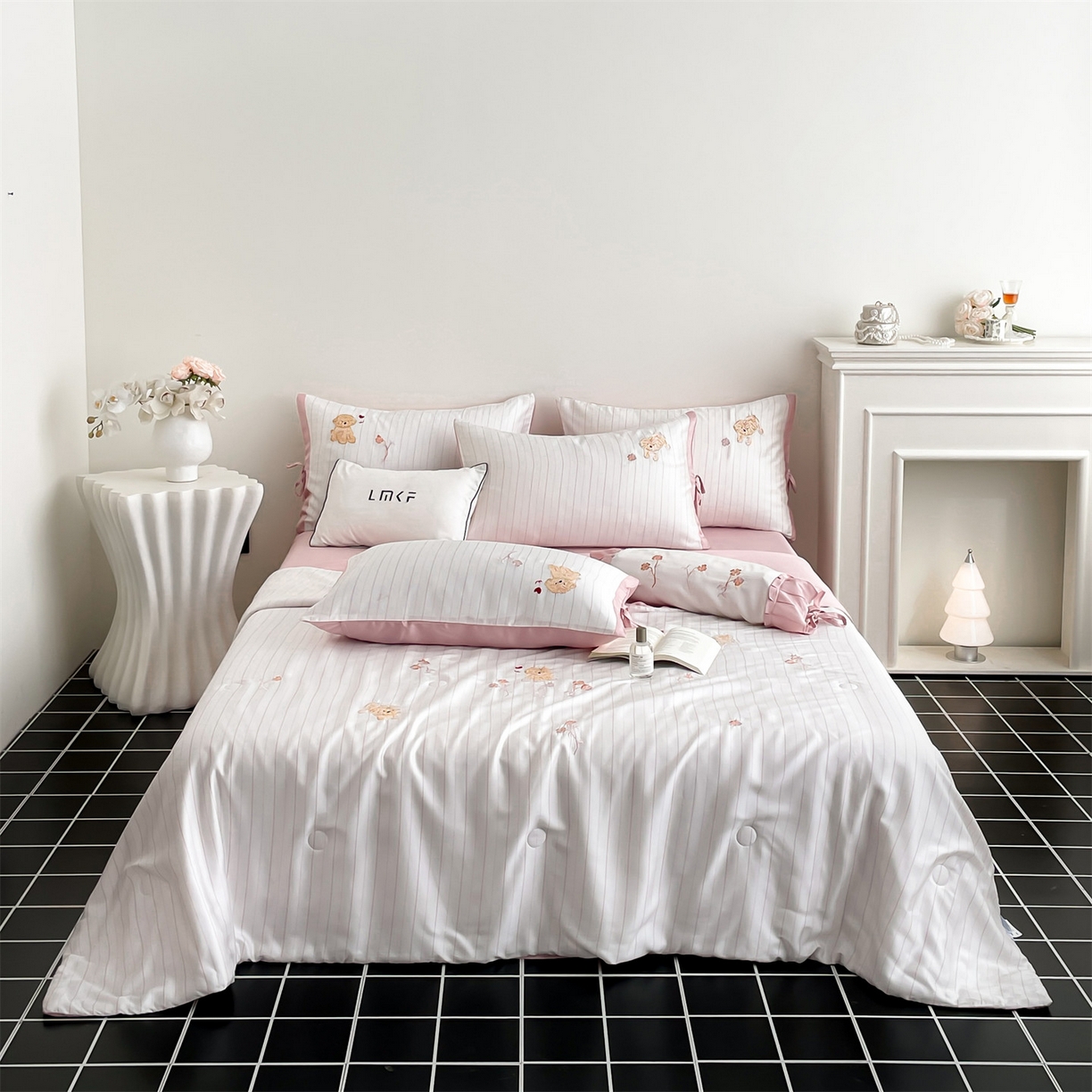 91家纺网 家纺一手货源 找家纺 （总）蓝米卡夫 2026夏季新款60S兰精天丝刺绣夏被夏凉被空调被四件套-幸运汪