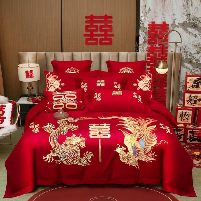 91家纺网 家纺一手货源 找家纺 （总）千禧家纺 2026新款全棉13372婚庆绣花系列