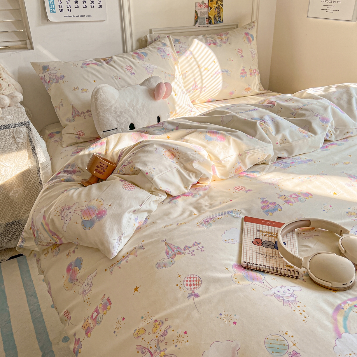 91家纺网 家纺一手货源 找家纺 （总）耀悦家纺 2026新款纯棉四件套正版授权三丽鸥卡通床单床笠被套枕套