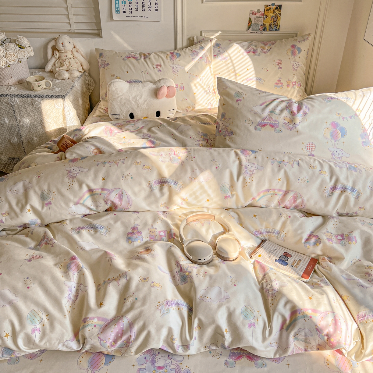 91家纺网 家纺一手货源 找家纺 （总）耀悦家纺 2026新款纯棉四件套正版授权三丽鸥卡通床单床笠被套枕套