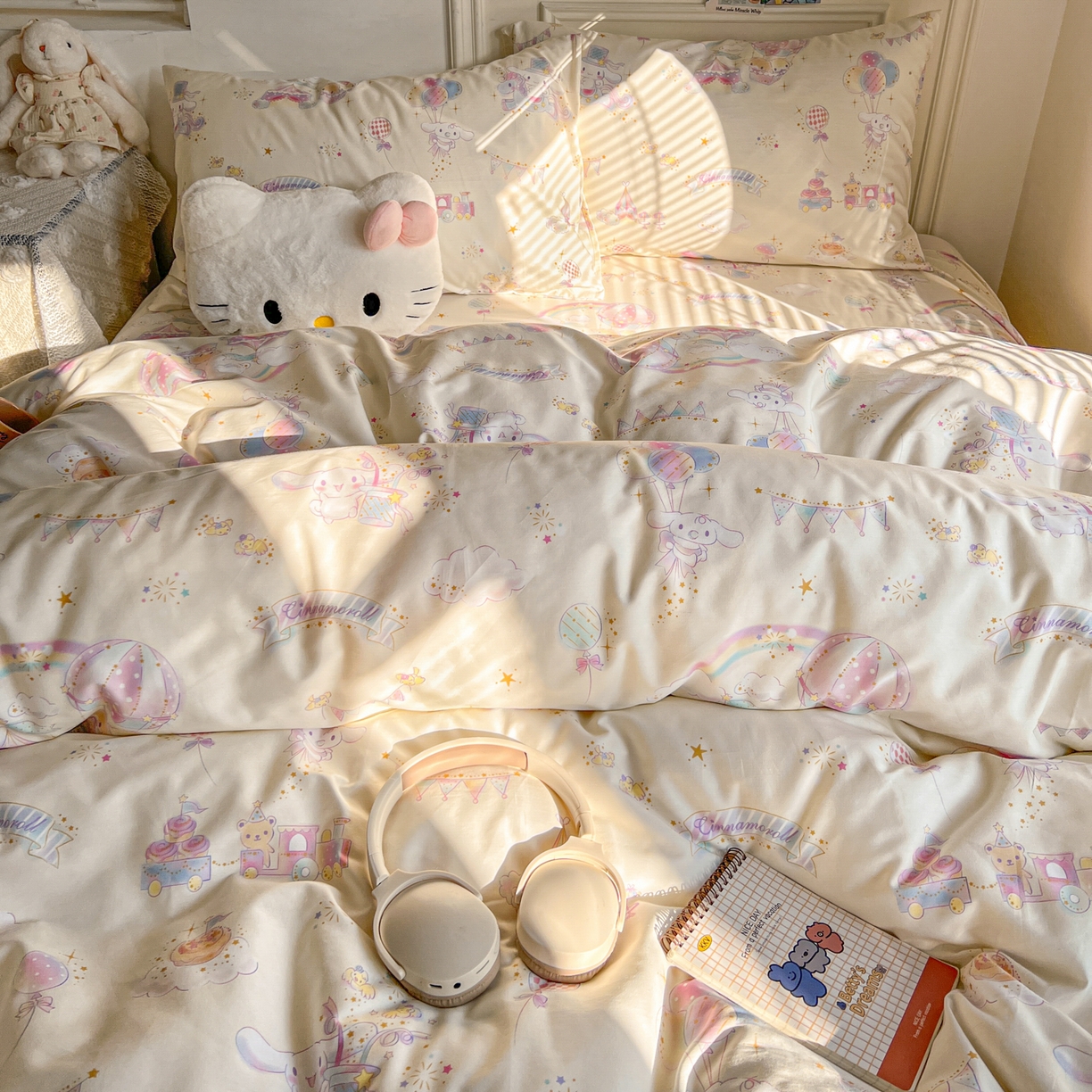 91家纺网 家纺一手货源 找家纺 （总）耀悦家纺 2026新款纯棉四件套正版授权三丽鸥卡通床单床笠被套枕套