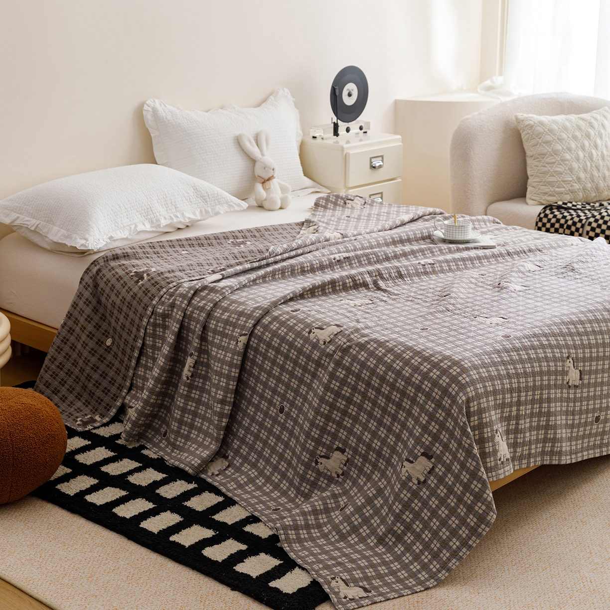 91家纺网 家纺一手货源 找家纺 （总）悦然毛巾被 2026春夏新款水洗色织提花全棉纯棉纱布毛巾被盖毯休闲夏被毛毯