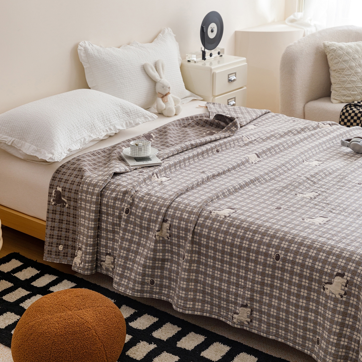 91家纺网 家纺一手货源 找家纺 （总）悦然毛巾被 2026春夏新款水洗色织提花全棉纯棉纱布毛巾被盖毯休闲夏被毛毯