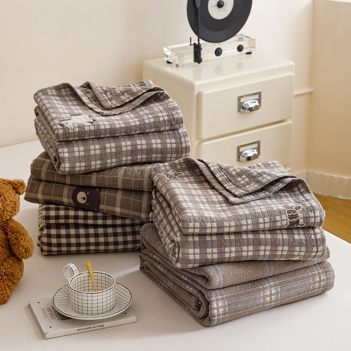 91家纺网 家纺一手货源 找家纺 （总）悦然毛巾被 2026春夏新款水洗色织提花全棉纯棉纱布毛巾被盖毯休闲夏被毛毯