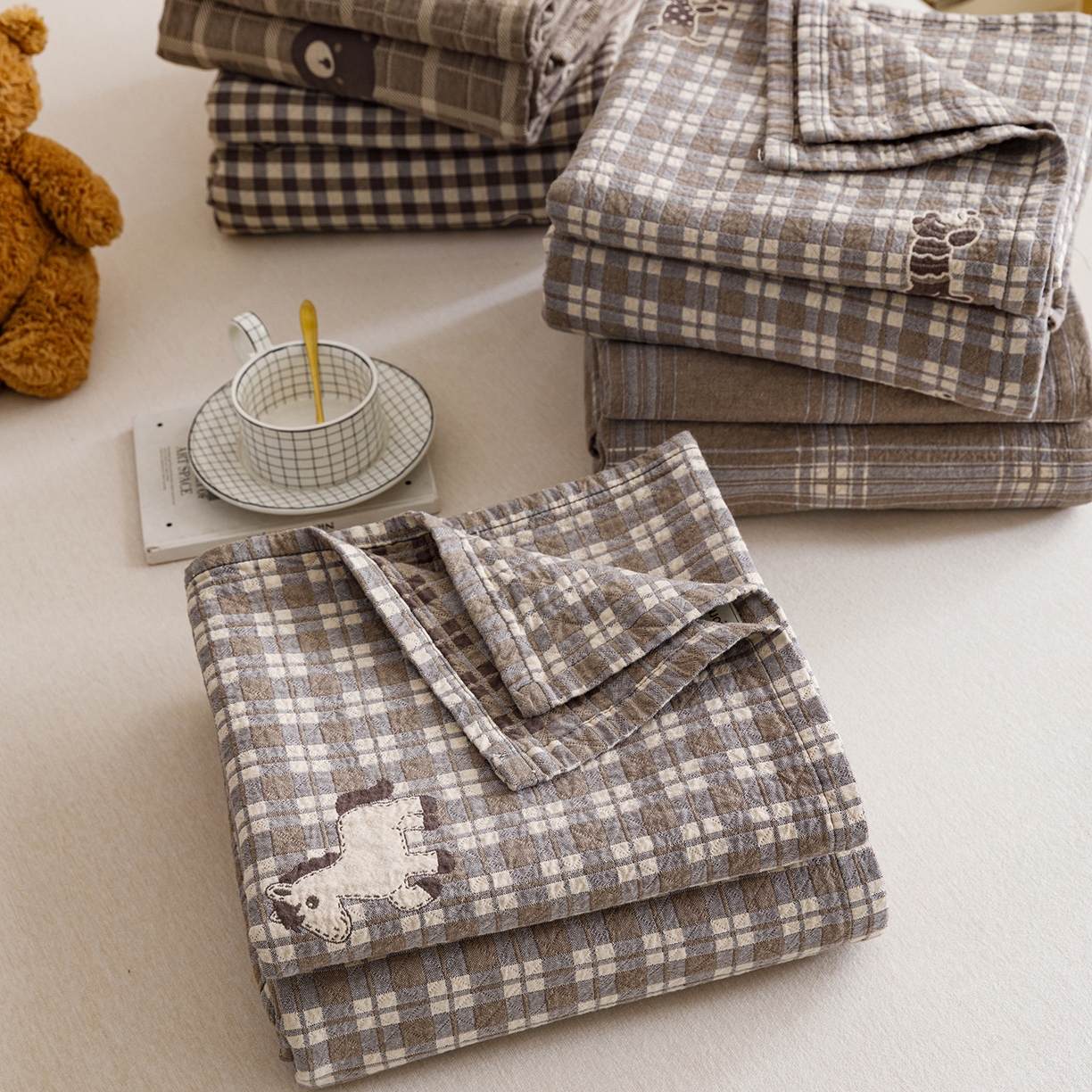 91家纺网 家纺一手货源 找家纺 悦然毛巾被 2026春夏新款水洗色织提花全棉纯棉纱布毛巾被盖毯休闲夏被毛毯 组合图仅供展示不可下单