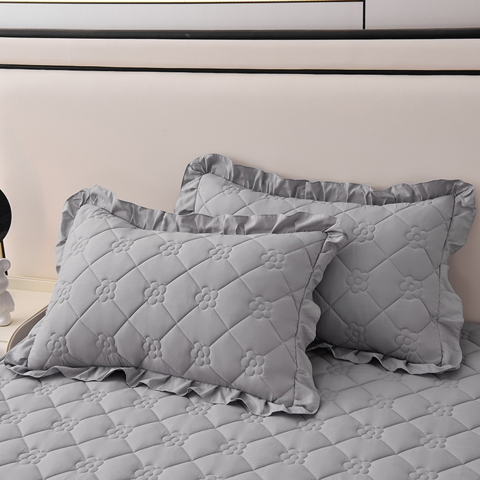 91家纺网 家纺一手货源 找家纺 乐蔻家纺 2026春夏新款A类磨毛原棉防水隔尿太阳花床裙床笠床笠单件 太阳花防水-夜灰