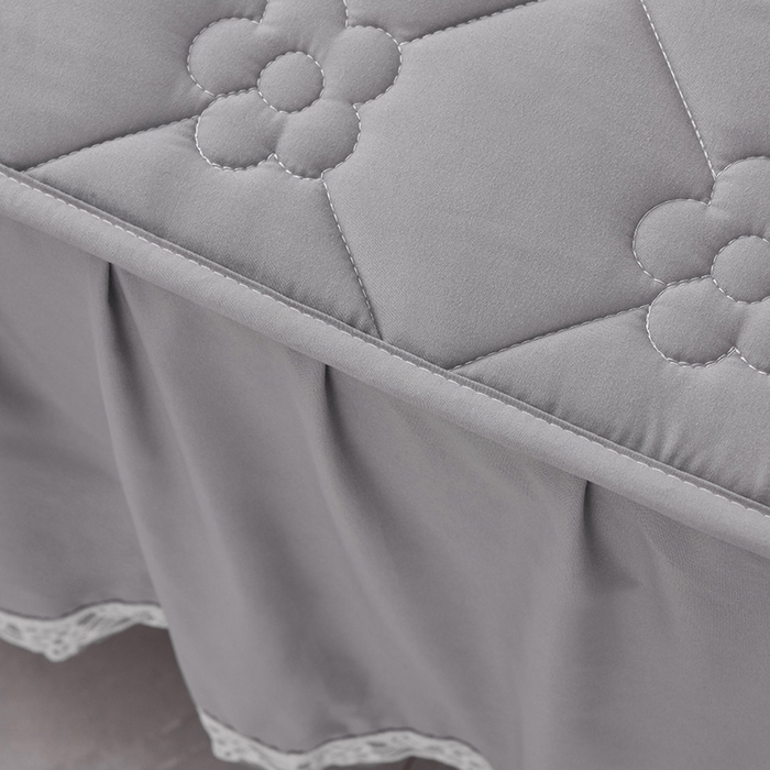 91家纺网 家纺一手货源 找家纺 乐蔻家纺 2026春夏新款A类磨毛原棉防水隔尿太阳花床裙床笠床笠单件 太阳花防水-夜灰