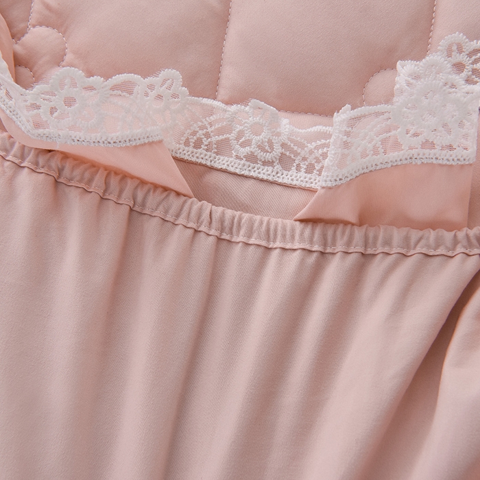 91家纺网 家纺一手货源 找家纺 乐蔻家纺 2026春夏新款A类磨毛原棉防水隔尿太阳花床裙床笠床笠单件 太阳花防水-柔粉