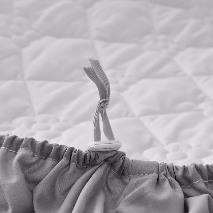 91家纺网 家纺一手货源 找家纺 乐蔻家纺 2026春夏新款A类磨毛原棉防水隔尿太阳花床裙床笠床笠单件 太阳花防水-夜灰