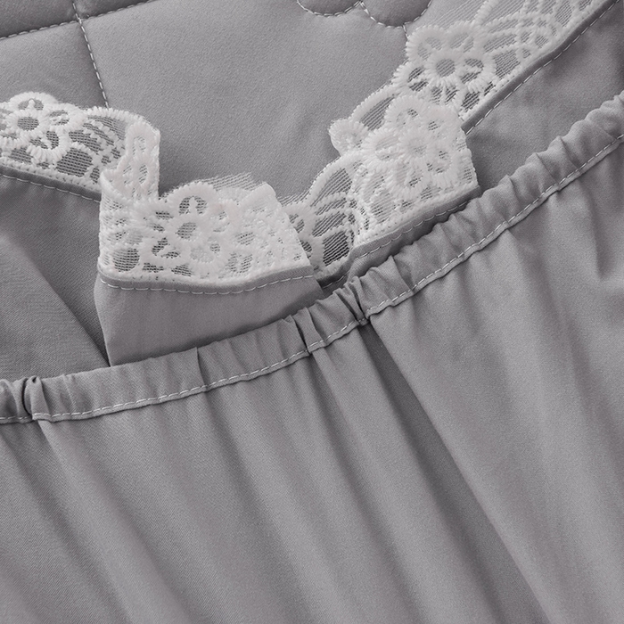 91家纺网 家纺一手货源 找家纺 乐蔻家纺 2026春夏新款A类磨毛原棉防水隔尿太阳花床裙床笠床笠单件 太阳花防水-夜灰