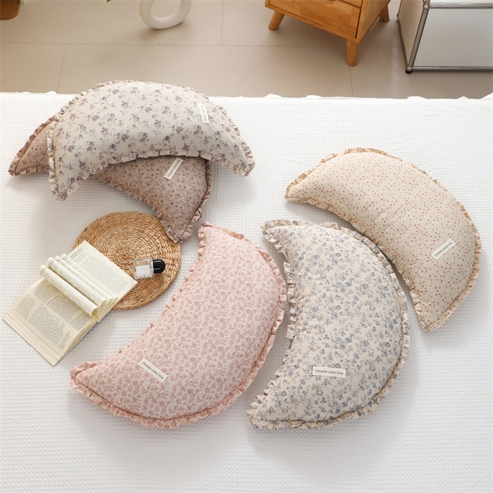 91家纺网 家纺一手货源 找家纺 （总）仁宇枕业 2026新款新品全棉小碎花月牙款荞麦腰枕头枕荞麦枕头枕芯