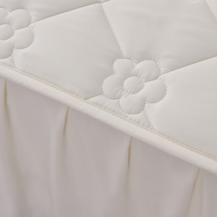 91家纺网 家纺一手货源 找家纺 乐蔻家纺 2026春夏新款A类磨毛原棉防水隔尿太阳花床裙床笠床笠单件 太阳花防水-本白