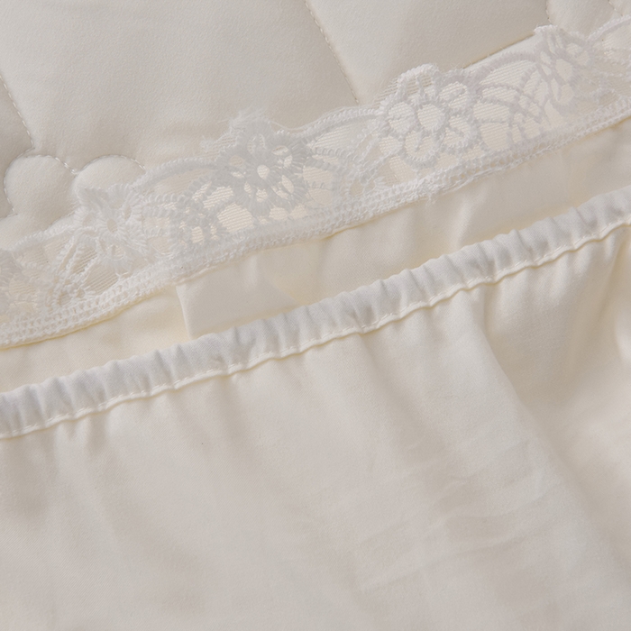 91家纺网 家纺一手货源 找家纺 乐蔻家纺 2026春夏新款A类磨毛原棉防水隔尿太阳花床裙床笠床笠单件 太阳花防水-本白