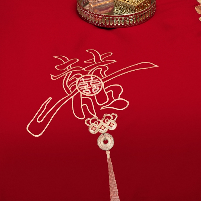 91家纺网 家纺一手货源 找家纺 千禧家纺 2026新款全棉13372婚庆绣花系列 福禧相传