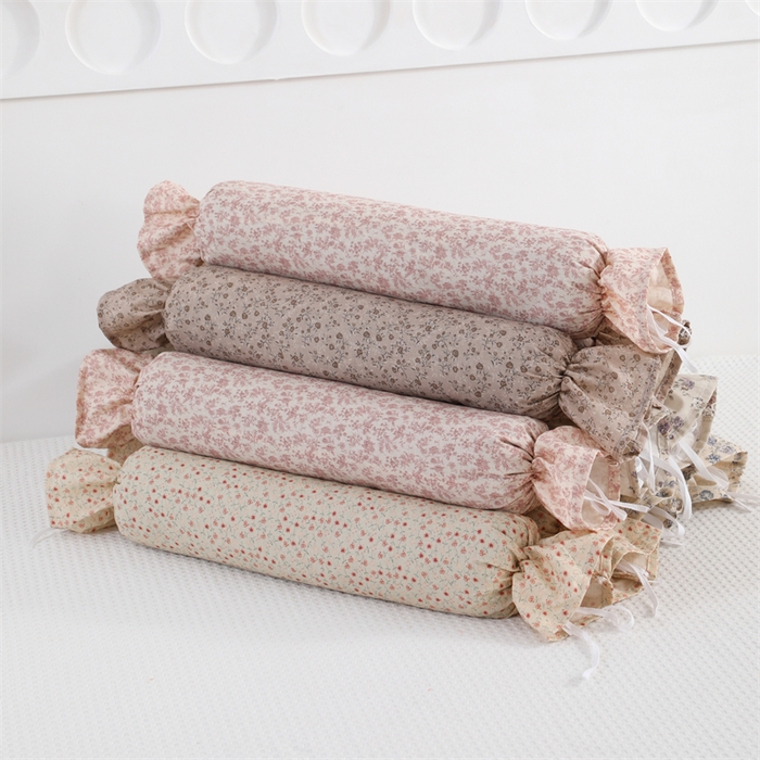 （总）仁宇枕业 2026新款新品全棉小碎花糖果枕头圆形颈椎荞麦枕头枕芯