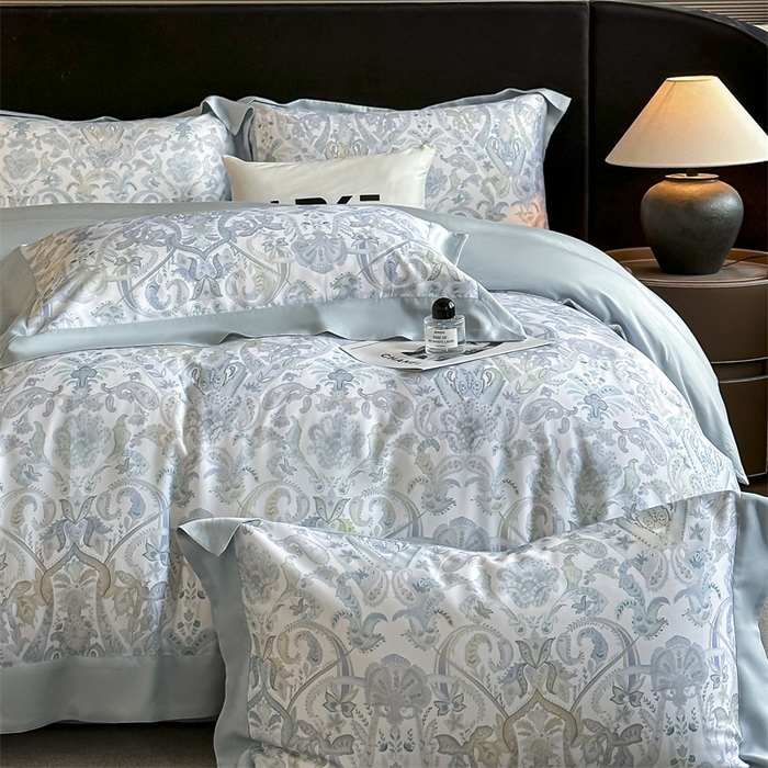 91家纺网 家纺一手货源 找家纺 蓝米卡夫 2026夏季新款50S天丝数码印花夏被夏凉被空调被四件套 伯爵-兰