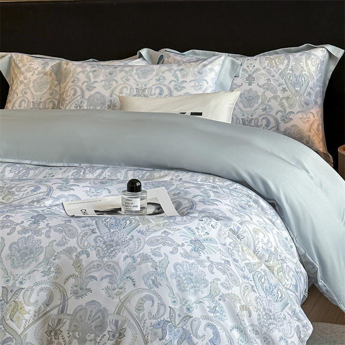 91家纺网 家纺一手货源 找家纺 蓝米卡夫 2026夏季新款50S天丝数码印花夏被夏凉被空调被四件套 伯爵-兰