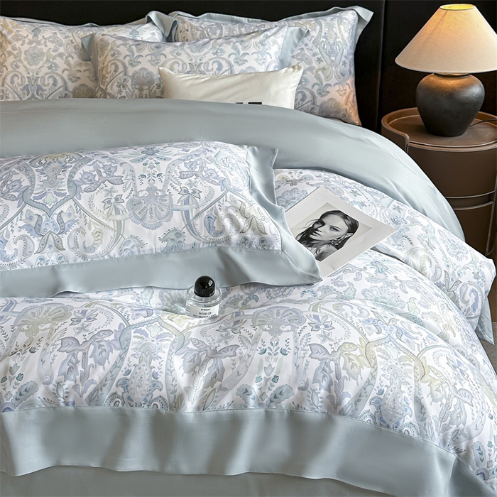 91家纺网 家纺一手货源 找家纺 蓝米卡夫 2026夏季新款50S天丝数码印花夏被夏凉被空调被四件套 伯爵-兰