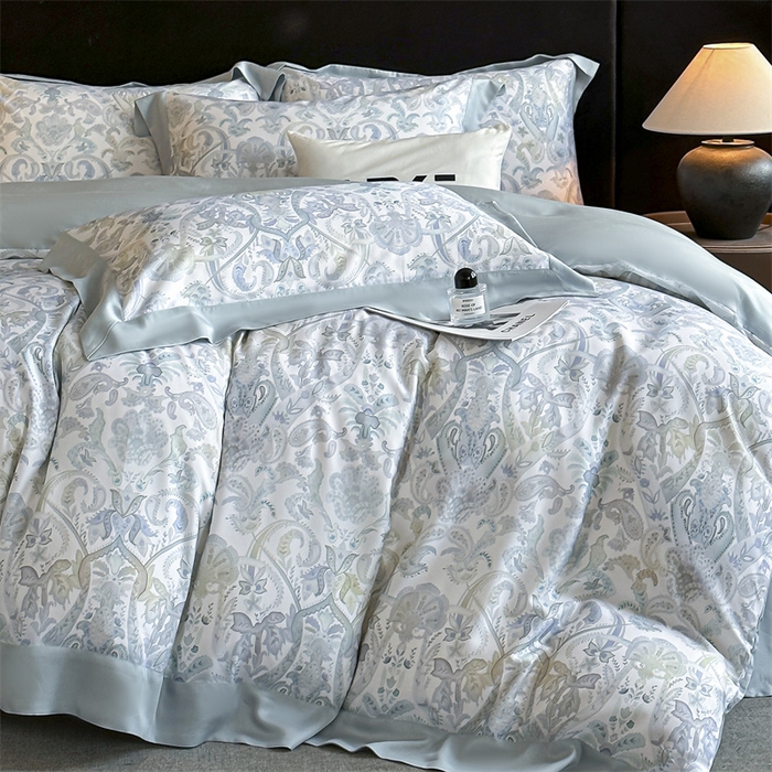 91家纺网 家纺一手货源 找家纺 蓝米卡夫 2026夏季新款50S天丝数码印花夏被夏凉被空调被四件套 伯爵-兰