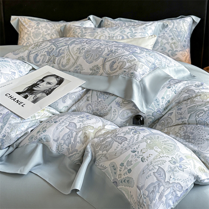 91家纺网 家纺一手货源 找家纺 蓝米卡夫 2026夏季新款50S天丝数码印花夏被夏凉被空调被四件套 伯爵-兰