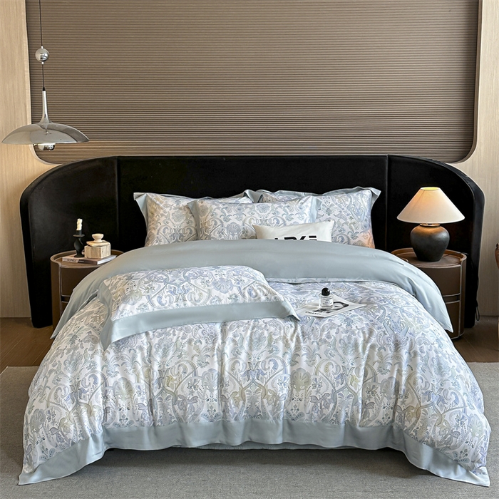 91家纺网 家纺一手货源 找家纺 蓝米卡夫 2026夏季新款50S天丝数码印花夏被夏凉被空调被四件套 伯爵-兰