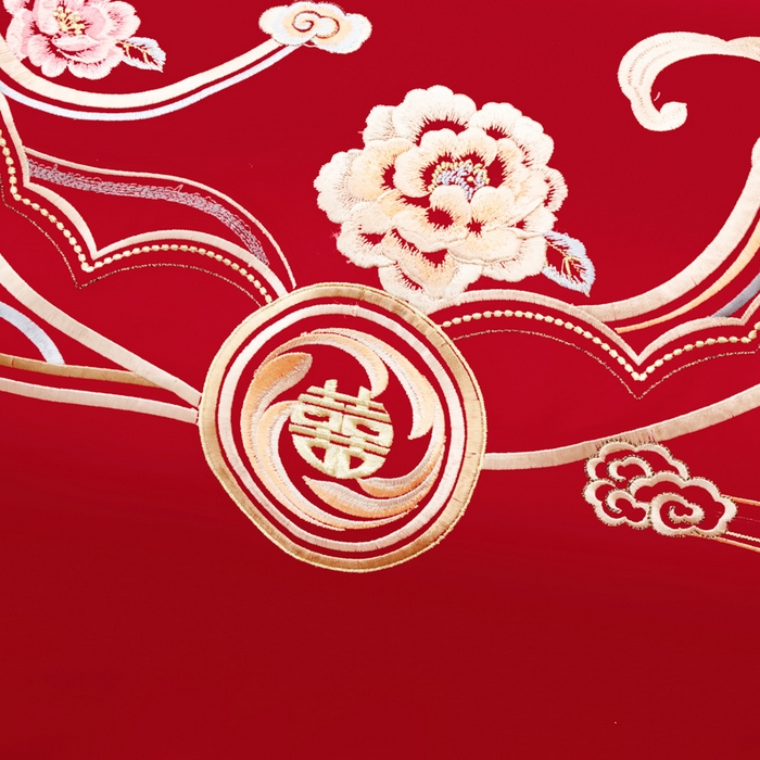 91家纺网 家纺一手货源 找家纺 千禧家纺 2026新款全棉13372婚庆绣花系列 花满盈阁