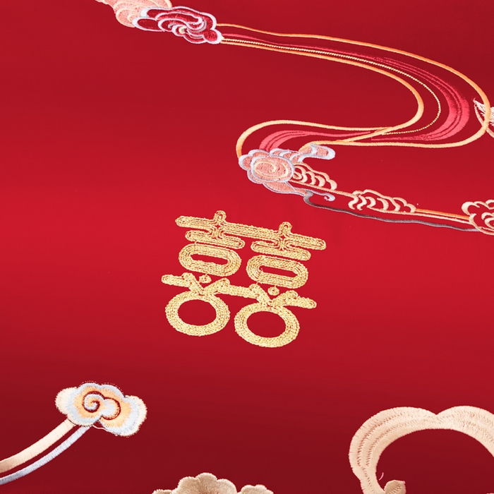 91家纺网 家纺一手货源 找家纺 千禧家纺 2026新款全棉13372婚庆绣花系列 花满盈阁