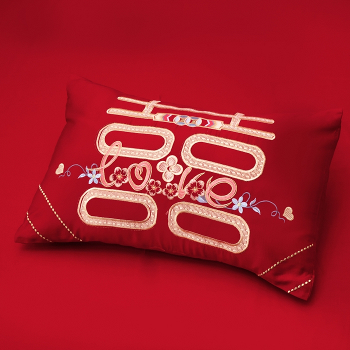 91家纺网 家纺一手货源 找家纺 千禧家纺 2026新款全棉13372婚庆绣花系列 花满盈阁