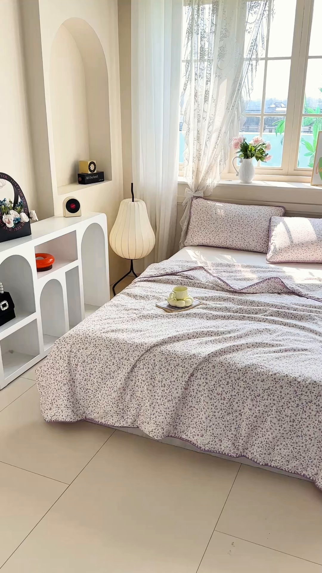 91家纺网 家纺一手货源 找家纺 归属 2026新款A类小碎花贝壳绣皱皱棉夏被夏凉被空调被 荔椿紫