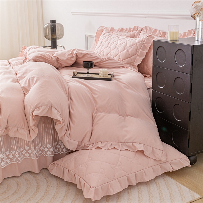 91家纺网 家纺一手货源 找家纺 （总）乐蔻家纺 2026春夏新款A类原棉大豆夹棉床裙床笠四件套床笠单件-蝴蝶结