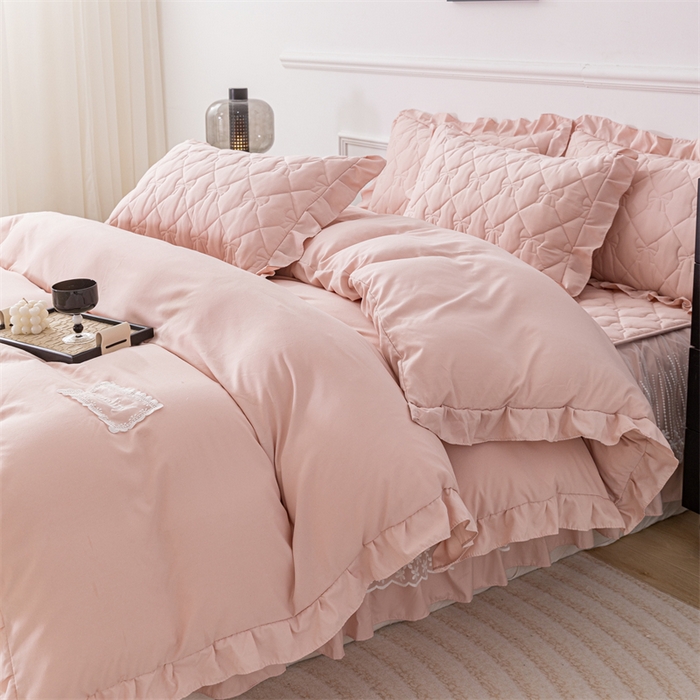 91家纺网 家纺一手货源 找家纺 （总）乐蔻家纺 2026春夏新款A类原棉大豆夹棉床裙床笠四件套床笠单件-蝴蝶结