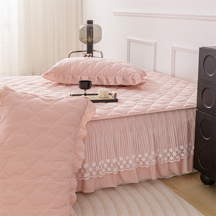 91家纺网 家纺一手货源 找家纺 （总）乐蔻家纺 2026春夏新款A类原棉大豆夹棉床裙床笠四件套床笠单件-蝴蝶结