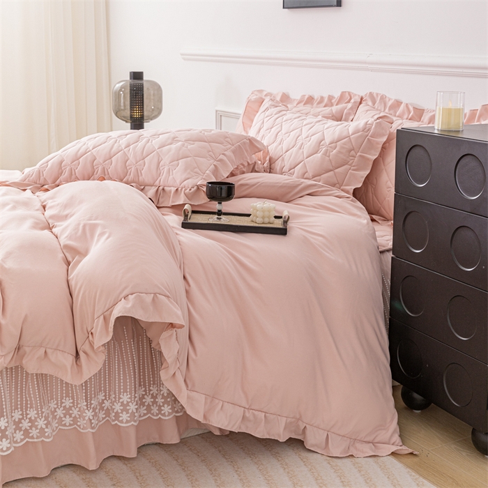 91家纺网 家纺一手货源 找家纺 （总）乐蔻家纺 2026春夏新款A类原棉大豆夹棉床裙床笠四件套床笠单件-蝴蝶结