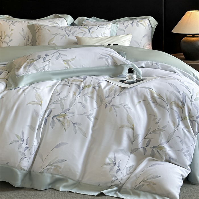 91家纺网 家纺一手货源 找家纺 蓝米卡夫 2026夏季新款50S天丝数码印花夏被夏凉被空调被四件套 春晓雨梦-兰