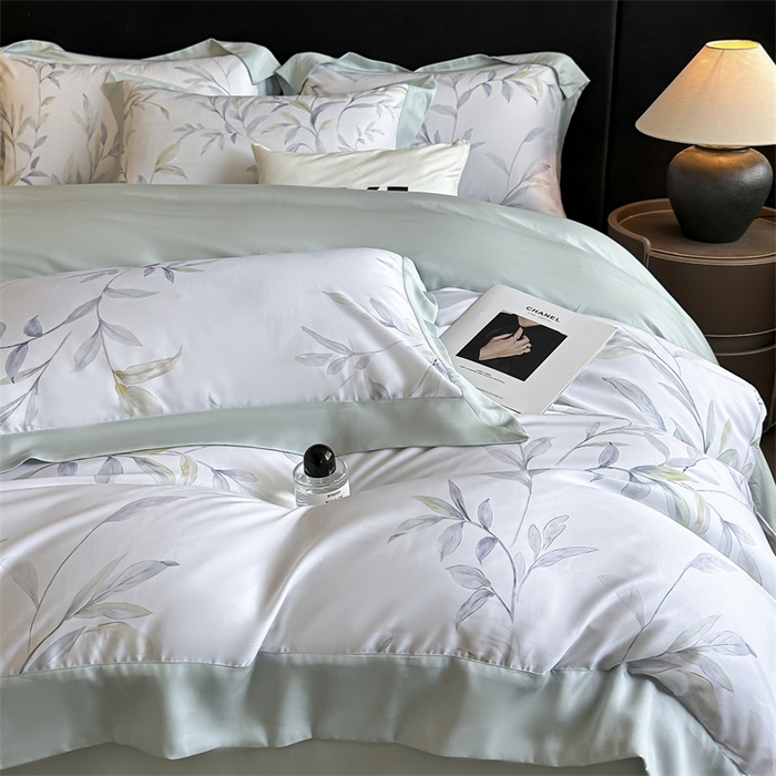 91家纺网 家纺一手货源 找家纺 蓝米卡夫 2026夏季新款50S天丝数码印花夏被夏凉被空调被四件套 春晓雨梦-兰