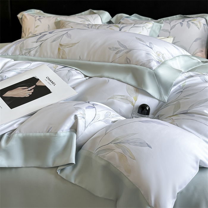 91家纺网 家纺一手货源 找家纺 蓝米卡夫 2026夏季新款50S天丝数码印花夏被夏凉被空调被四件套 春晓雨梦-兰