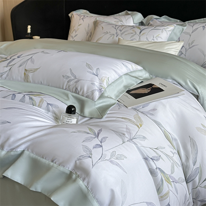 91家纺网 家纺一手货源 找家纺 蓝米卡夫 2026夏季新款50S天丝数码印花夏被夏凉被空调被四件套 春晓雨梦-兰